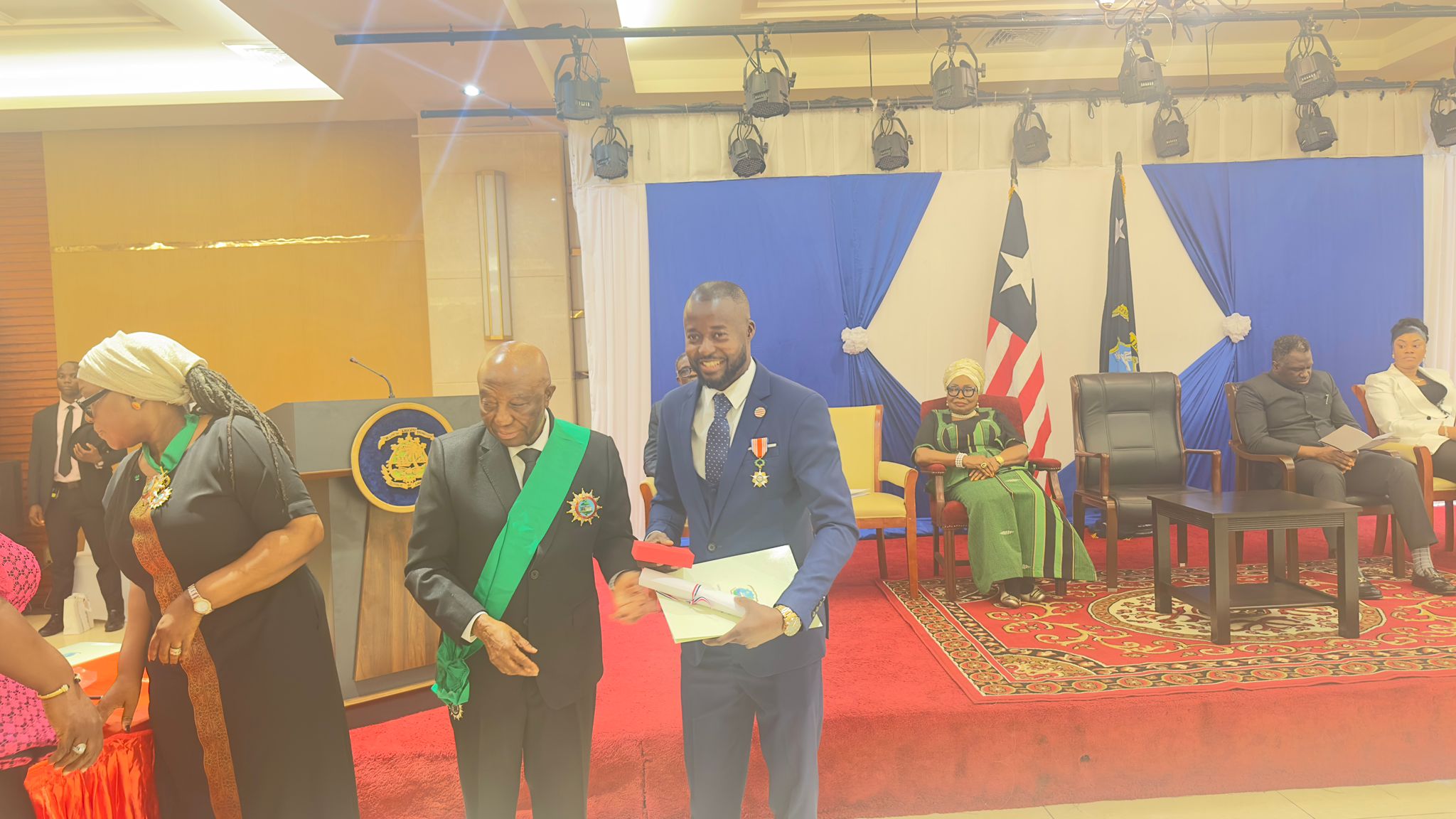 Amb. Bill Rogers Receives the Award of Knighted Official (HOAR) From H.E Joseph Nyumah Boakai Snr.